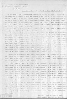 Comunicado de la Coordinadora General sobre los acuerdos aprobados en su reunión.