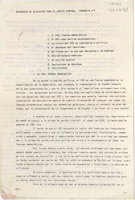 “Documento de discusión para el Comité Central. Ponencia nº 4”