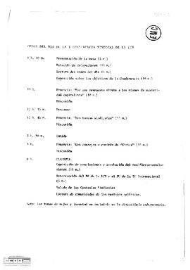 Orden del día de la 1ª Conferencia Sindical de la LCR