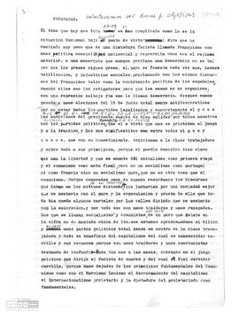 Informe sobre la situación política nacional.