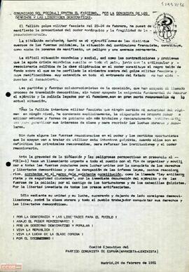 “Comunicado del PCE (M-L) contra el fascismo, por la conquista de los derechos y las libertades democráticas”